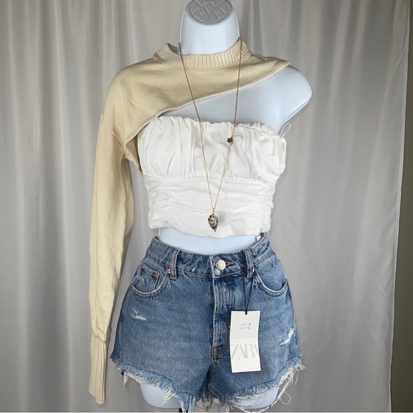 Zara Sweaters Zara Asymmetrical Cropped Sweatshirt Shrug Sweater